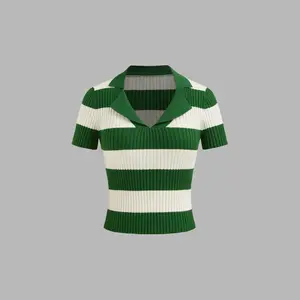 Cider [6 colors, size 0-26] Knit Polo Striped Short Sleeve Top