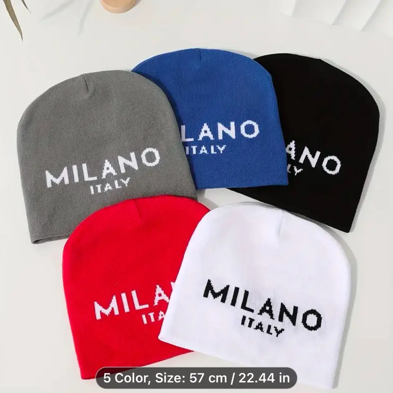 Milan Jacquard Unisex Beanie - 100% Acrylic Elastic Stretch, Lightweight Warm Hip-Hop Skull Cap, Hand Washable