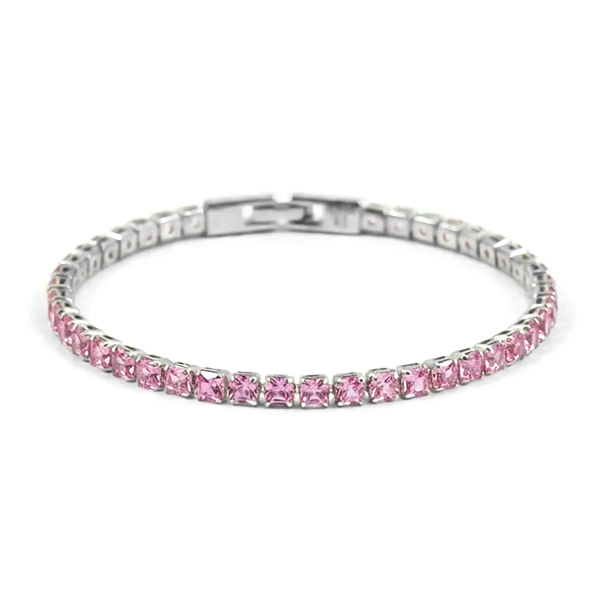 Simulated Diamond Bracelet in Silvertone (7.50 In)