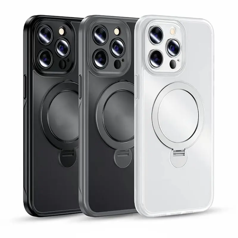 Anti-drop Phone Case with 360 Degree Rotatable Magnetic Stand, Shockproof Phone Protective Cover, Phone Accessories Compatible with iPhone 16 Pro Max 15 14 Plus 13 12 Pro Max, Smartphone Casing, Cellphone Protector Protection, Shockproof Bumper Cover