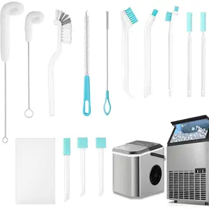 Ice Machine Cleaner Brush Sets, 14 count Countertop Ice Maker Cleaner Tools, Gap Crevice Cleaning Brushes Tools Small Spaces, Scrub Sponge, Thin Brush for Cleaning Window Track, Straw, Bottle