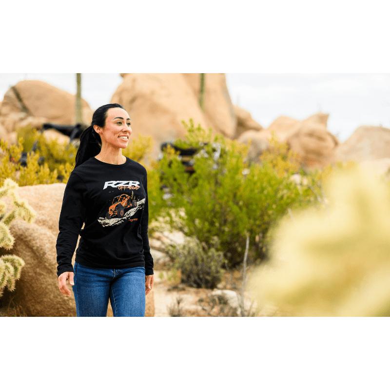 Polaris RZR Long Sleeve Apparel for Off-Road Enthusiasts Classic Collar Cotton Tops Black Graphic Casual Day Stitch Tshirt Crewneck Menswear Hoodie