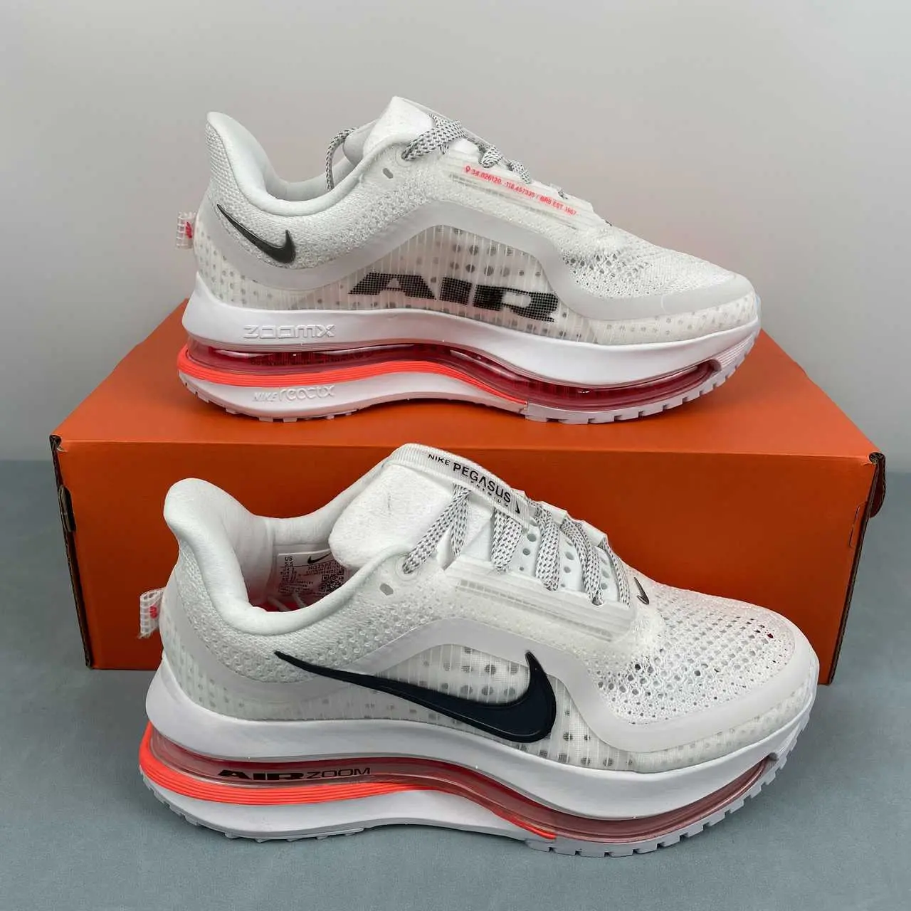 White Orange Mesh Fabric Running Sneakers, Breathable Knit Upper, Comfort Athletic Shoes for Marathon Training Street Running Daily Casual Workout