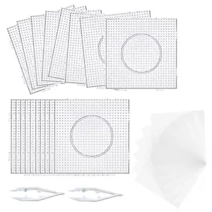 18Pcs/Set 5mm Fuse Bead Pegboards,Large Plastic Fuse Beads Boards with 2 Beads Tweezers,Melty Beads Square Peg Boards Kit for DIY Craft,Hand Tools Kits