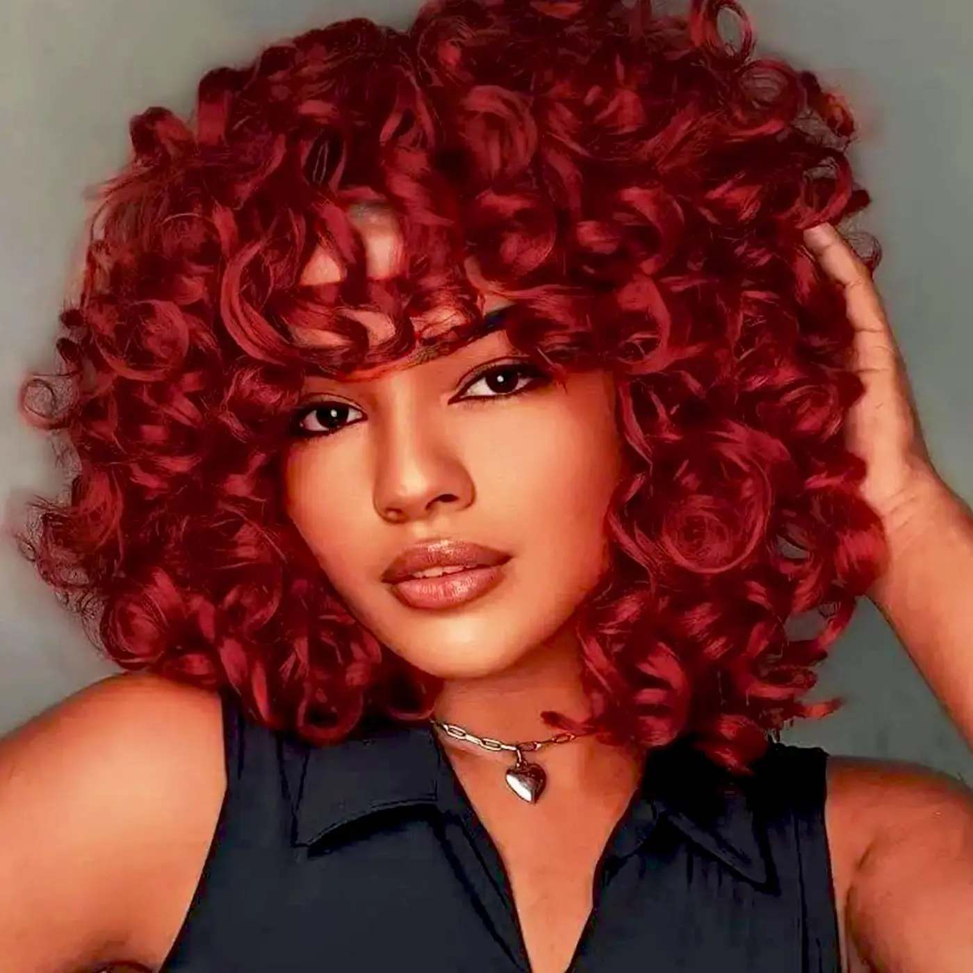 Women's Glueless Synthetic Fiber Full Machine Wig - Curly Blonde with Bouncy Bangs, Beginner-Friendly Wear-and-Go, Affordable for Daily & Party Use, Ideal Costume Choice, Wigs Glueless, Synthetic Fiber Wig Pre Styled Wig