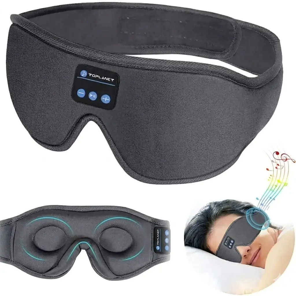 Auto Shutoff 3D Music Eye Mask,Bluetooth 5.0,HD Stereo Speakers,12Hrs Playtime