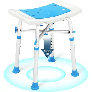 Shower Chair 500lbs,Padded Shower Stool for Inside Shower,Shower Bench with 6 Height Adjustable Tube,FSA/HSA Eligible
