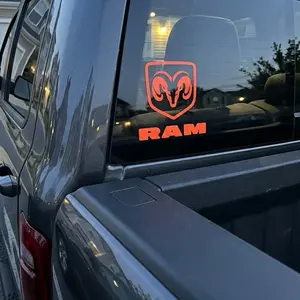 RAM Brand Red Ram Logo Decal for Vehicle 3 1/2 X 5Precision Die-Cut Weather-Defying Durability High-Visibility Finish Package of 2