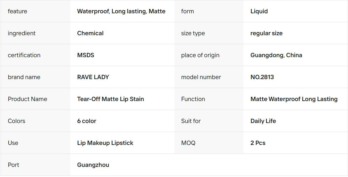 Tear-Off Matte Lip Stain Tattoo Dyed Lip Tint Peel-Off Liquid Lipstick Waterproof Lasting No Fading Lip Gloss #1 Glossy Cosmetic Makeup