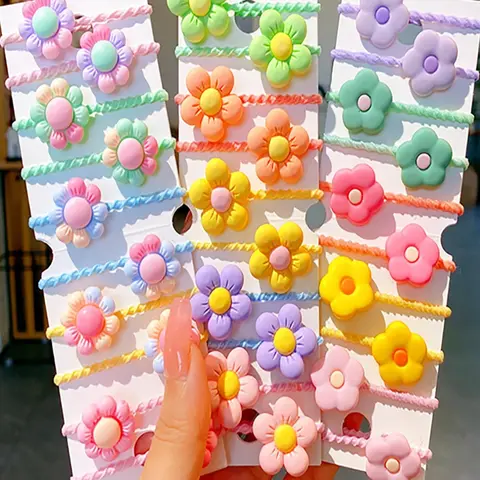 Mother's Day Gift 30pcs Cute Flower Decor Hair Tie, High Stretch Rubber Hair Tie, Hair Accessories for Girls & Women for Party, Daily Clothing Decor, Minimalist Headwear Suitable for Thick Hair