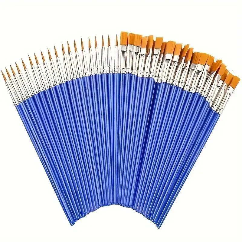 Professional Paint Brush Set, 6 Counts/set Multipurpose Flat Paint Brush, Watercolor Paint Brushes, Art Supplies for Craft Canvas and Face Painting