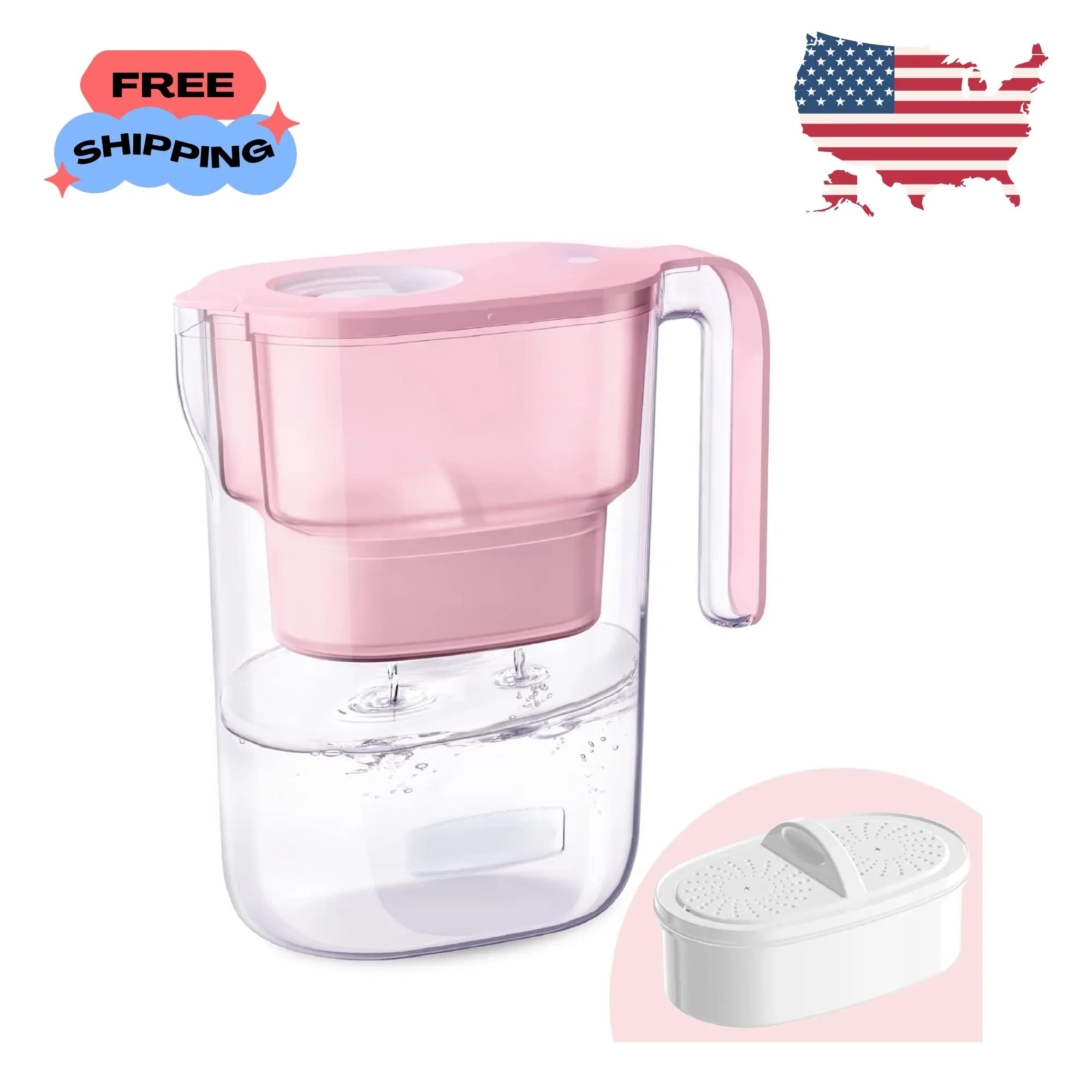 PT-05P Water Filter Pitcher, 7-Cup Capacity, NSF Certified, 5X Longer Filter Life