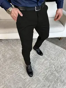 Men's Breathable Soft Straight Leg Business Casual Pants, Slim Fit Suit Pants, Loose Simple Design, Suitable for Office and Formal Events