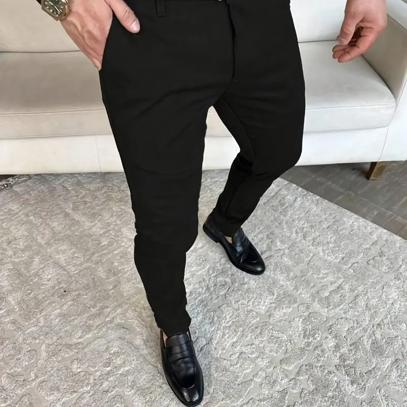 Men's Breathable Soft Straight Leg Business Casual Pants, Slim Fit Suit Pants, Loose Simple Design, Suitable for Office and Formal Events, Blazer Pants, Business Trousers