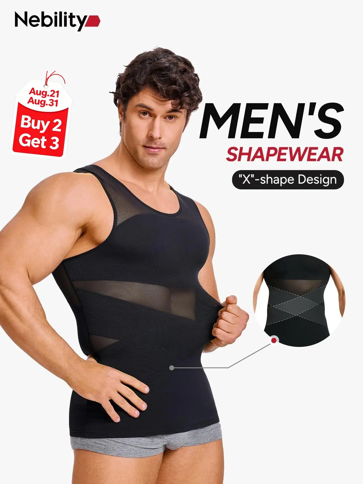 【Highly recommend】Nebility Men's Summer Thin Shapewear Tanktop - Menswear Mesh Tummy Control  Breathable High Elasticity  Seamless Sports Compression Vest Fitness