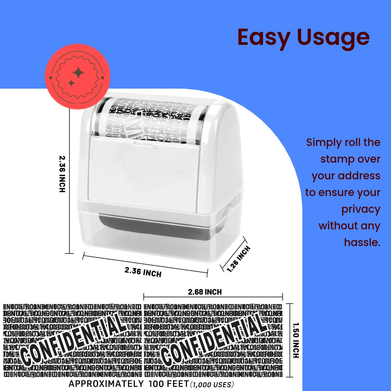 1pc Privacy Roller Stamp - Identity Theft Protection Security Seal - Express Package Address Eraser,  Multi-ColorsIdentity Theft Protection Roller Stamp Set - White (6 Refill Ink Incleded)
