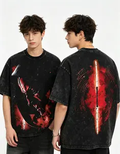 SuperStyle Men's Oversized Streetwear T-Shirt, Acid Washed Cotton with Darth Maul Vintage Graphic - Lightweight Short-Sleeve Apparel with Seamless Ribbed Collar casual all-season comfortable short sleevetrendy t-shirts,symbol t-shirt,symbol t-shirt