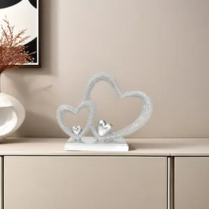 Eternal Love Sparkling Silver Double Heart Table Decor. The Perfect Anniversary Gift !