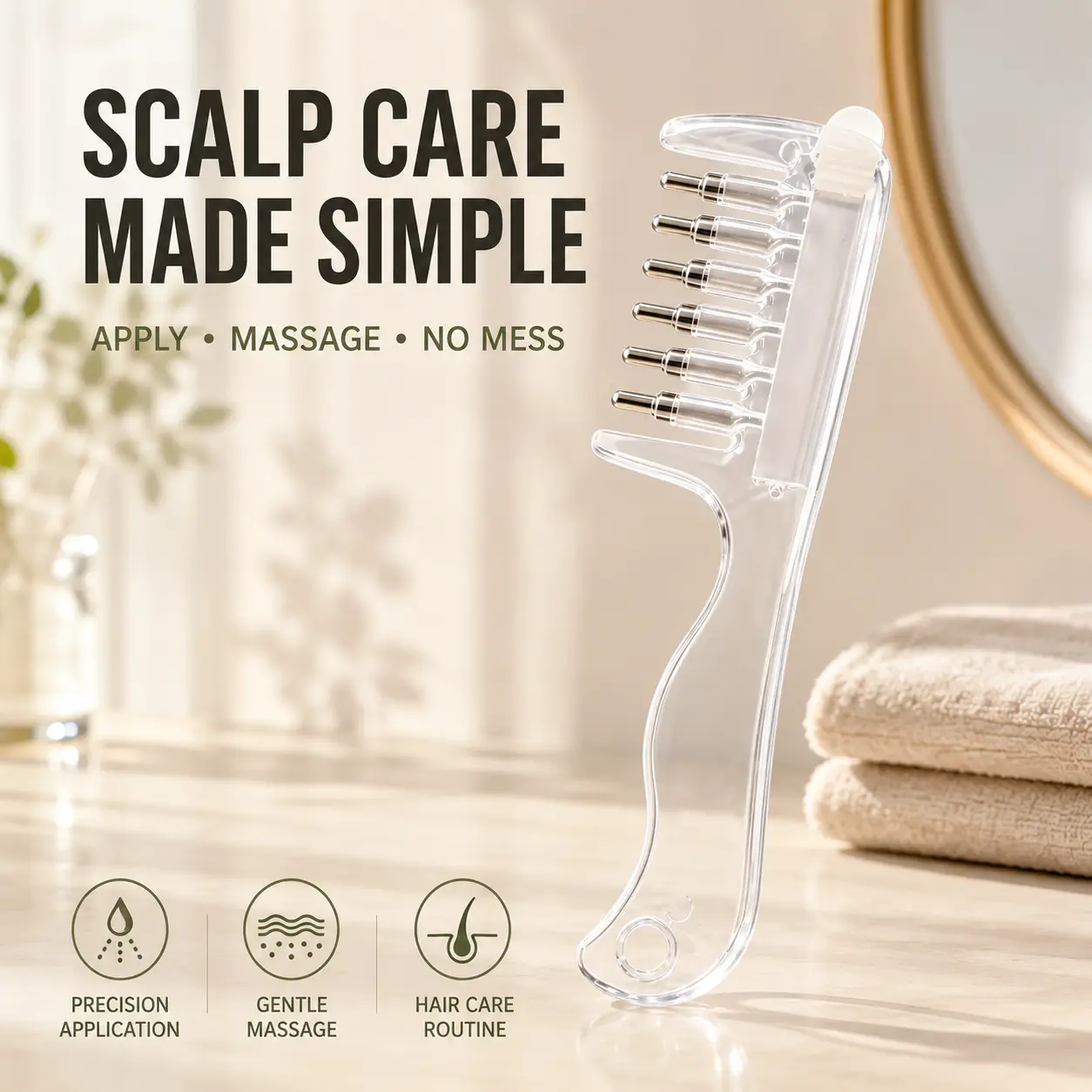 Scalp Liquid Applicator Comb - Refillable, Hair Root Oil Massage Tool for Hair Care Treatment