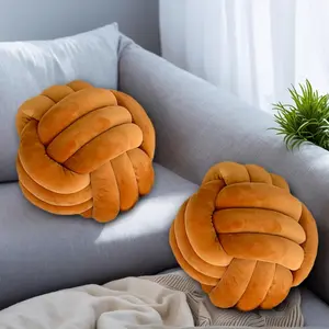 2 count Knot Pillow Ball, Caramel Knotted Pillow Plush Ball Pillows, 11" Decorative Throw Pillows for Sofa Couch Aesthetic  Decor