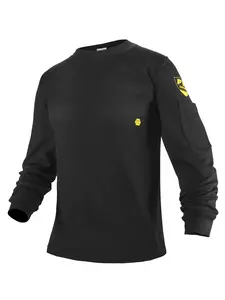 PTAHDUS FR Shirts for Men, 5.5oz Crew Neck Flame Resistant Long Sleeve Shirts, Pure Cotton Workwear FR Clothing for Men