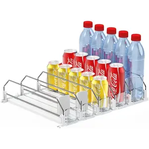 Drink Dispenser for Fridge,Automatic Pusher Glide Soda Can Dispenser for Refrigerator and Adjustable Width - Storage 25 Cans
