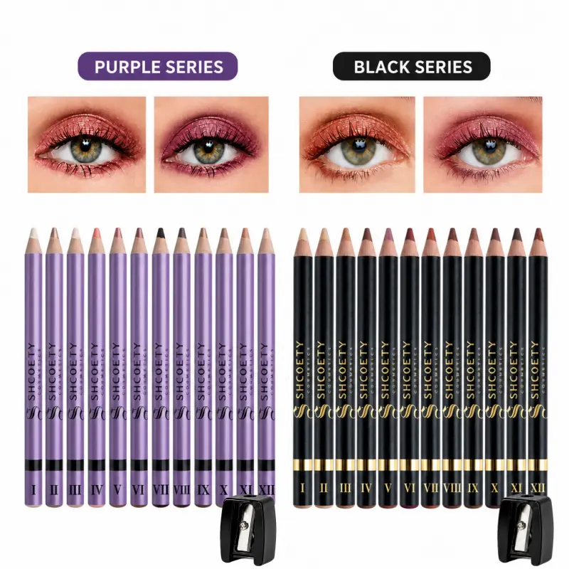 12PCS Shimmer Eyeshadow Stick Set, Creamy Eye Make-Up Pencils That Blend Easily, Includes Sharpening Tool, Women's Cosmetic Gift