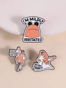 Marcus Worm Emotion Faux Enamel Badge, Funny Humorous Pin, Fun Accessory, Playful, Attachable to Clothing Backpacks, Perfect Gift for Workers & Social Creatures