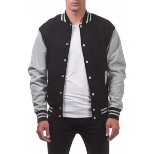 Men's preparatory style school team jacket casual color blocked baseball jacket with multiple pockets, polyester fiber, machine washable, suitable for spring/autumn top long sleeved shirt