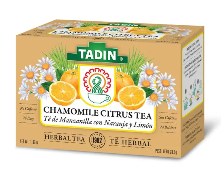 Tadin Caffeine-Free Chamomile Citrus Fruit & Herbal Tea Bags (Pack of 6, 24-Count) - Adult Healthy Drink with Floral Fruity Notes, Anxiety Relief