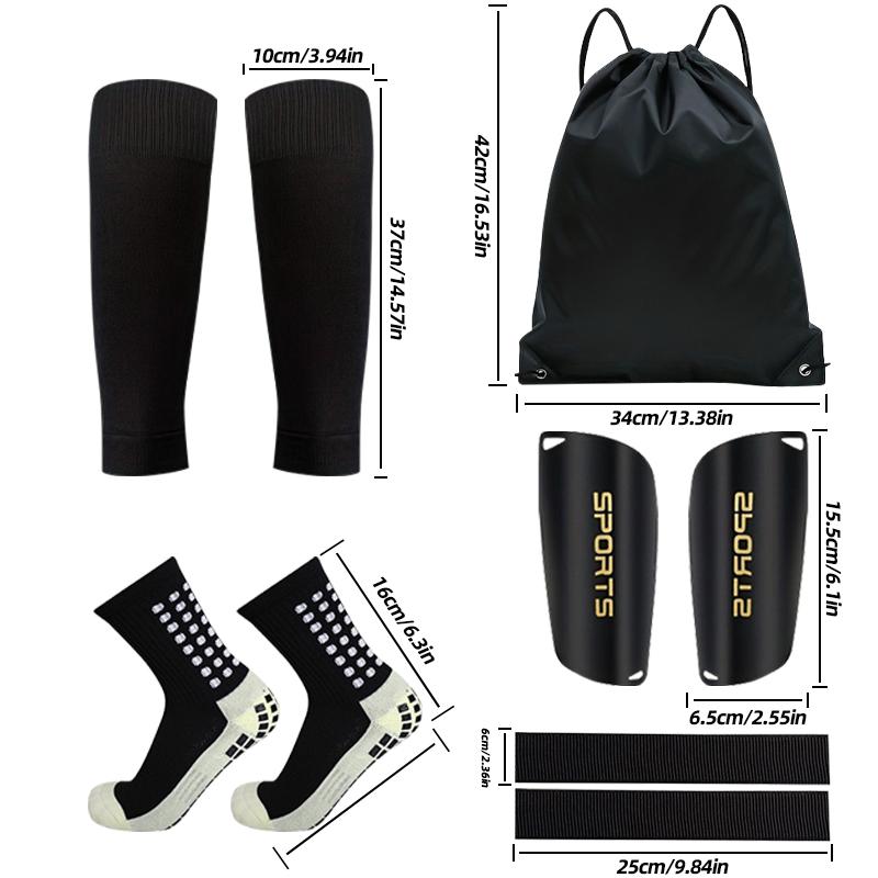Sports 5-Piece Soccer Kit - Includes Shin Guards, Grip Socks, Bandages & Carry Bag for Training & Matches Essential Equipment Footballequipment