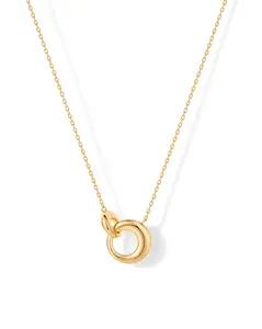 PAVOI 14K Gold Plated Dainty Interlock Pendant Necklace for Women | Circle Link Pendant Necklaces