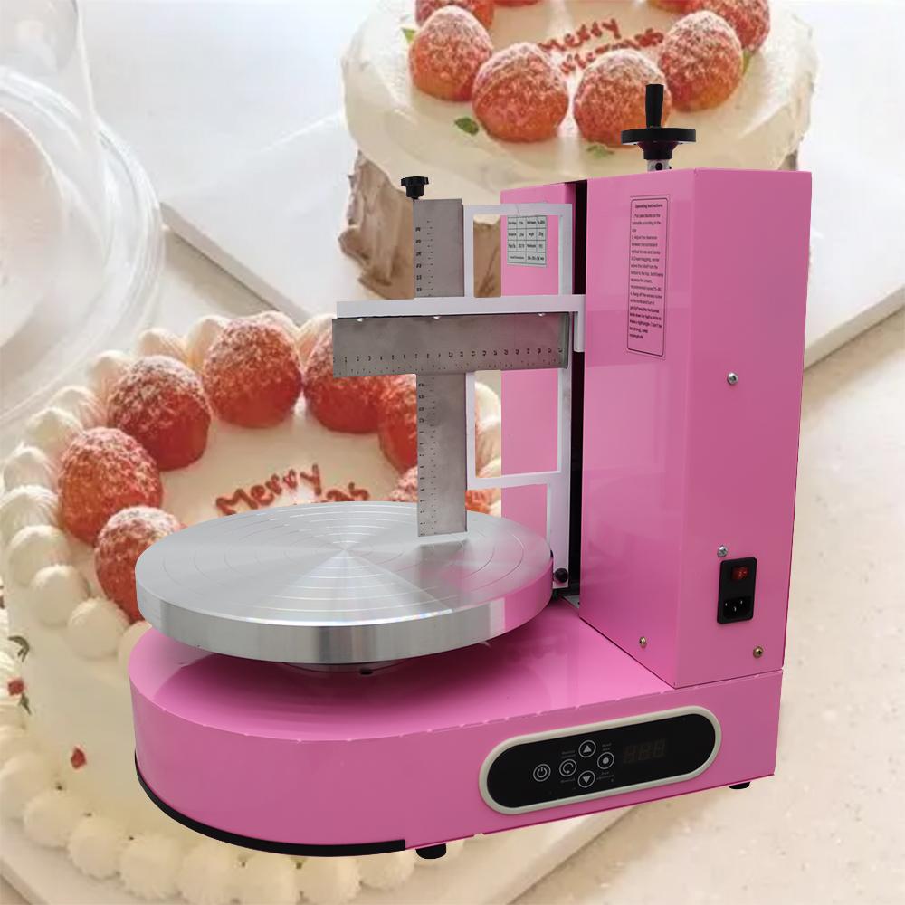 YOKOMA Cake Cream Spreading Coating Smearing Machine - Pink Color, 6-14in Size, 200W Power, Aluminum Alloy Turntable