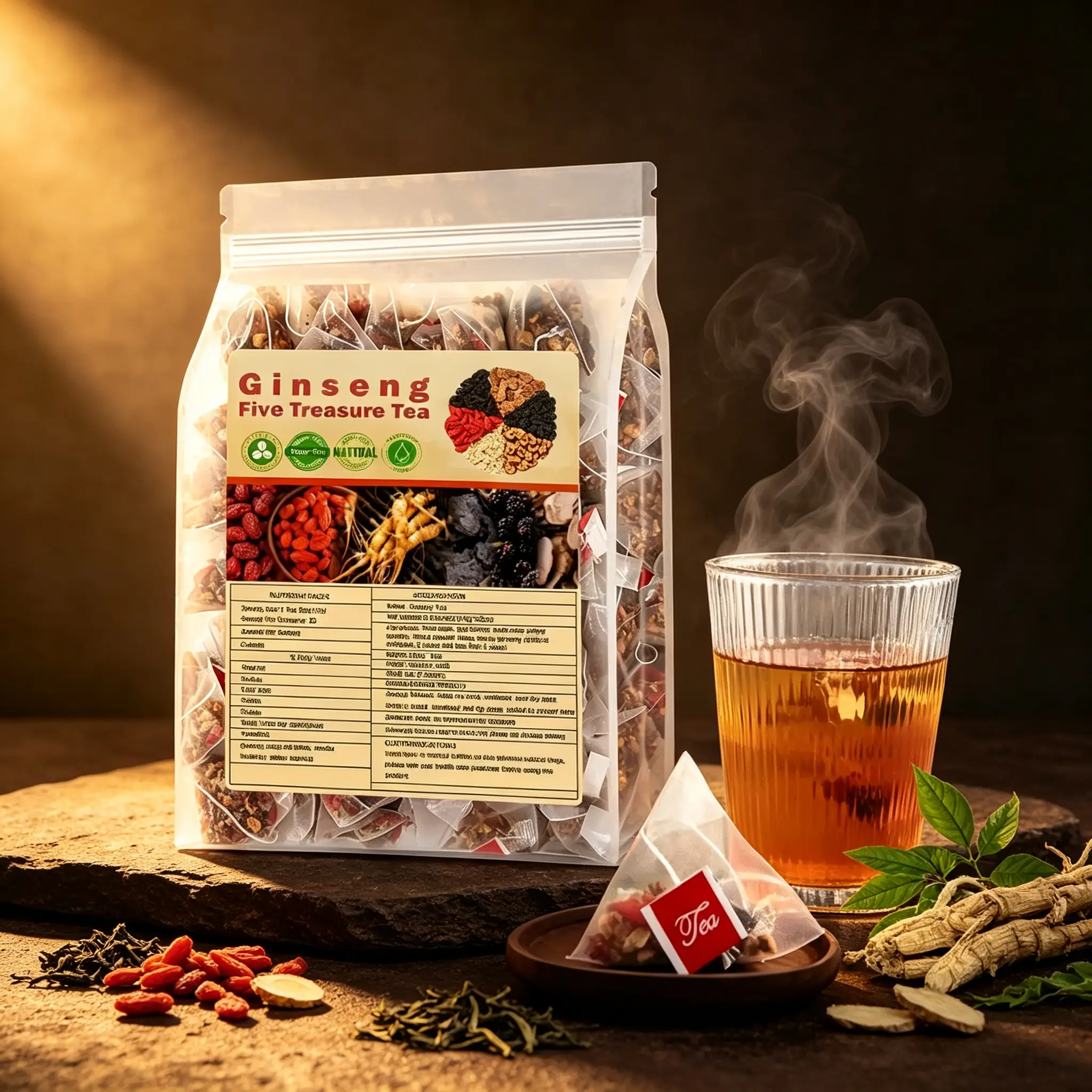 Kidney Tea 25bags Ginseng Six Treasure Tea Formula Traditional Chinese Herbal