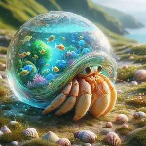 5D DIY Full Drill Round Diamond Painting - Diamond Art Kit Little Fish Hermit Crab Mosaic, Canvas - DIY Decorative Painting, Home Wall Decor, Suitable for Halloween, Christmas, Birthday, and Anniversary Gifts