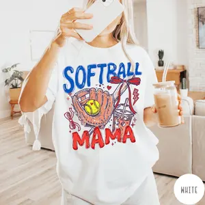 Softball Mama T-Shirt, Gameday Doodle Softball Tee, Trendy Women's Softball Shirt, Sports Mom Shirt, Game Day Tee
