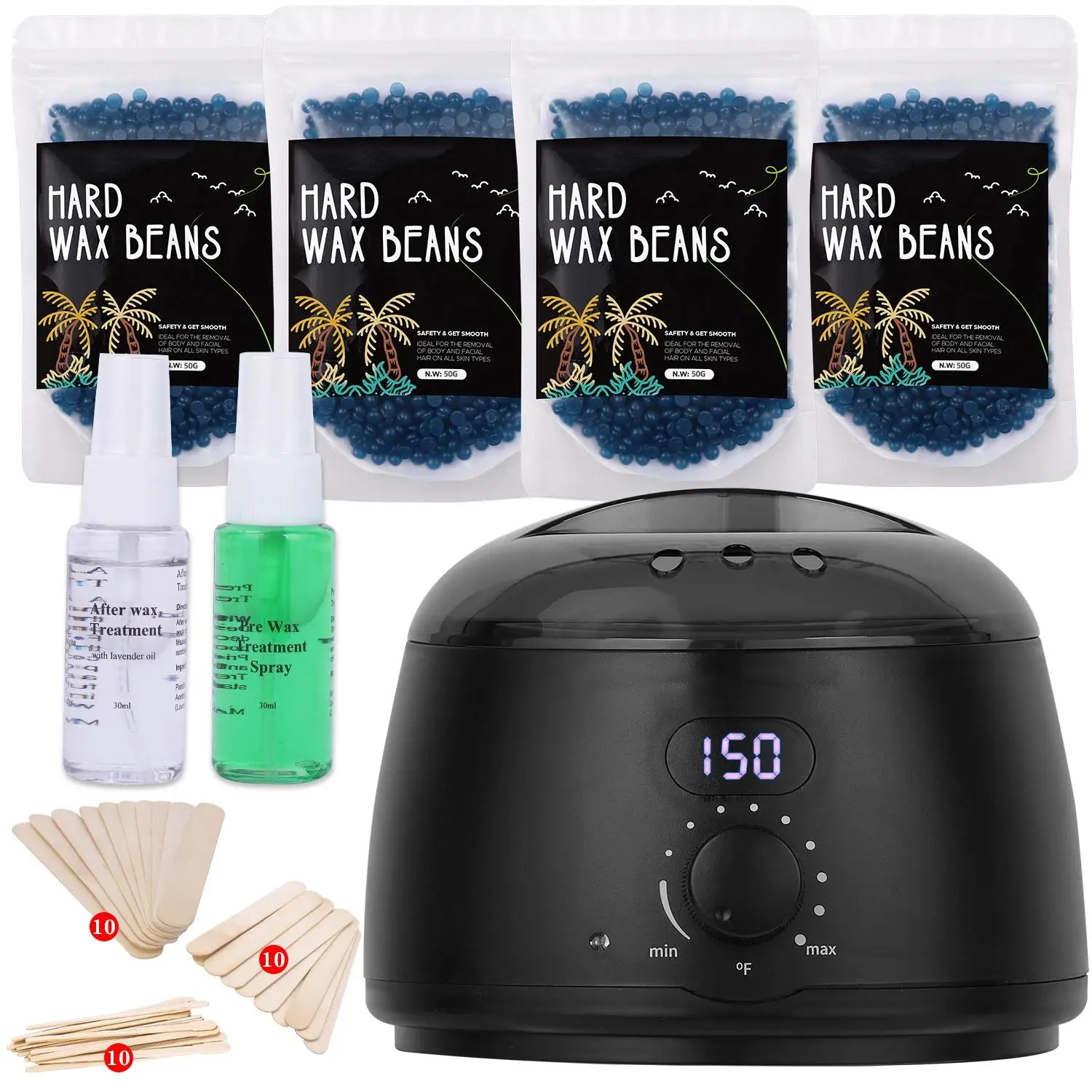 Christmas Summer Waxing Kit, 10pcs/set Comfort Digital Wax Warmer, Wax Beads & Hair Removal Machine, Multifunctional Hair Removal Kit, Hair Removal Pr