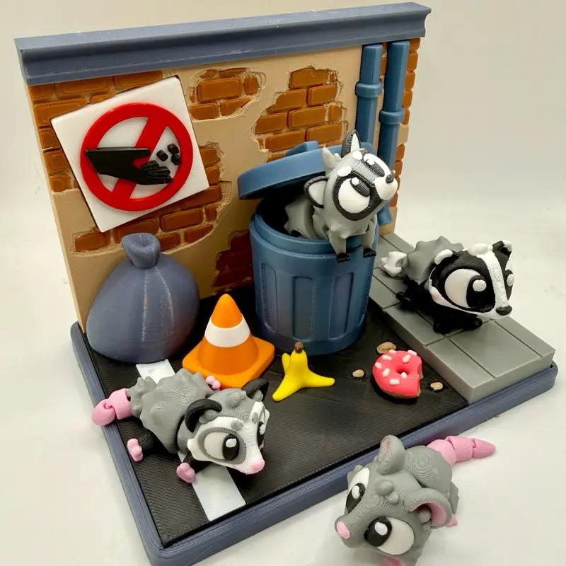 Junkyard Play Set - Includes Badger, Raccoon, Rat, and Possum