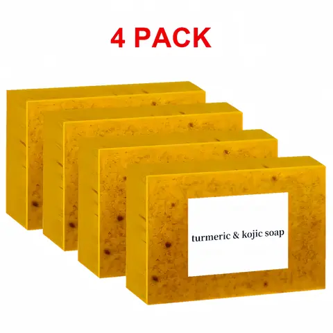 4PCS Handmade Ginger-Infusion Turmeric Bar Soap - Radiant Brightening Lemon Soap for Face & Body, Anti-Acne Dark Spot Care, Hydrating Refreshing Bath Product for Women & Men, Back to School Item