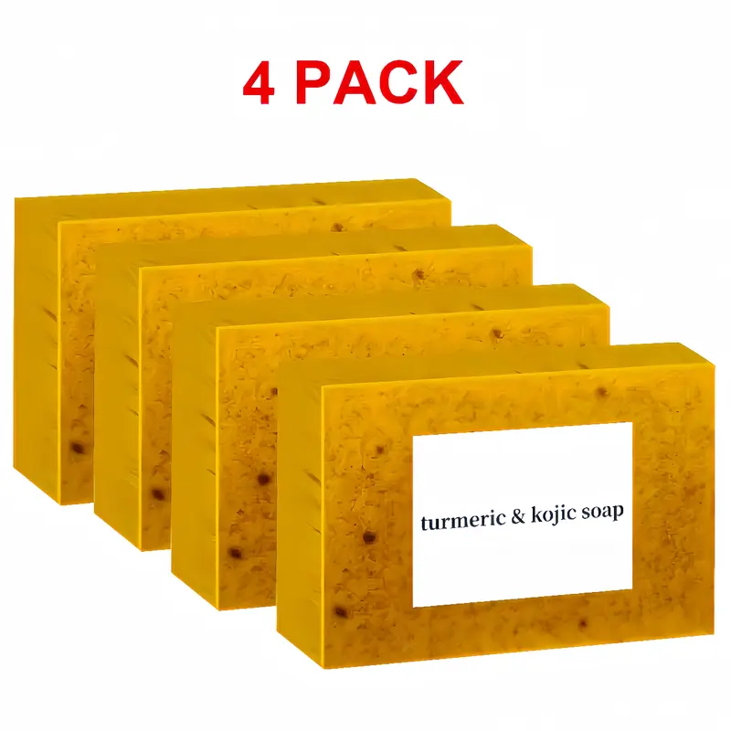 4PCS Handmade Ginger-Infusion Turmeric Bar Soap - Radiant Brightening Lemon Soap for Face & Body, Anti-Acne Dark Spot Care, Hydrating Refreshing Bath Product for Women & Men, Back to School Item