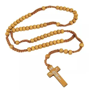 Handmade Wooden Rosary with Crucifix Pendant - Jerusalem Style