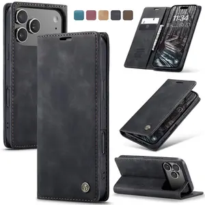 Fin Flip Wallet Case for iPhone 17 Pro Max 17 iPhone Air 17 Pro, Leather Magnetic Folio Cover with Card Holder, Kickstand - TPU Case