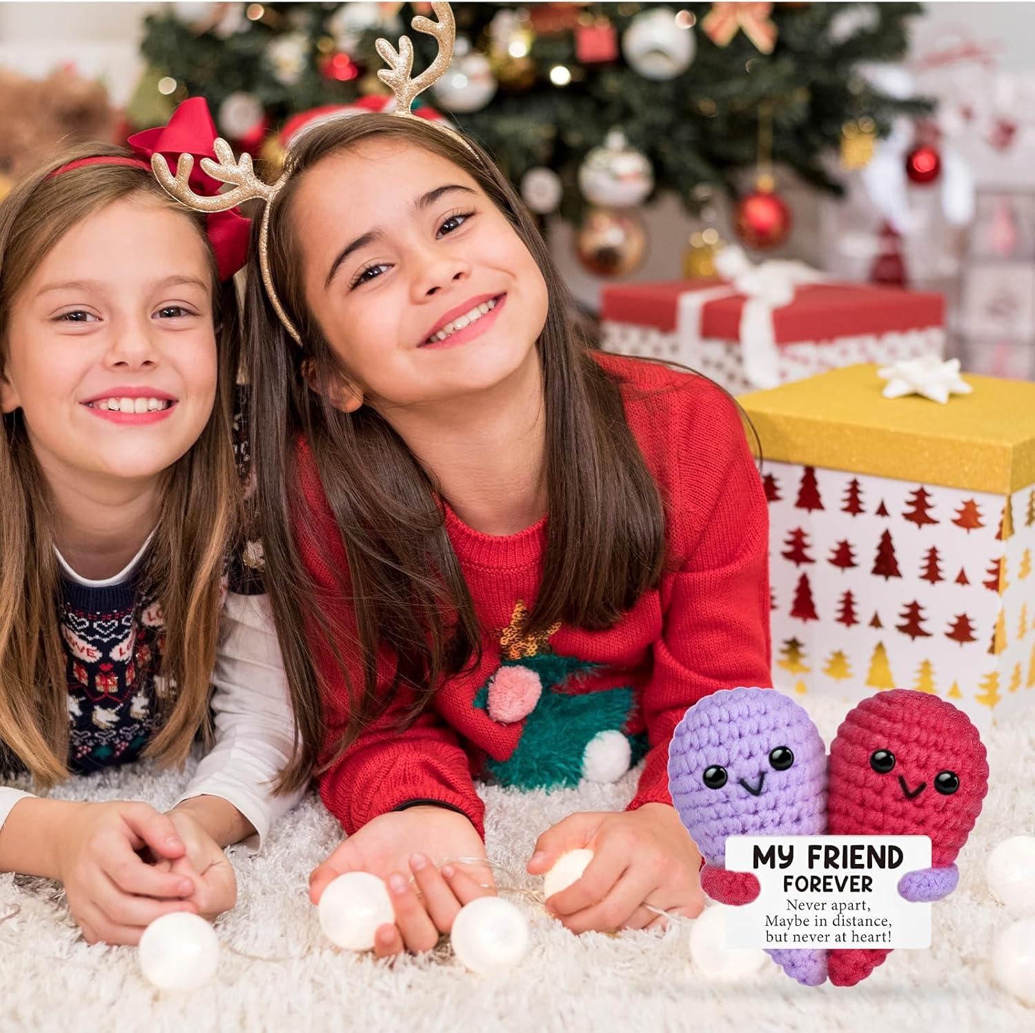 Funny Crochet Heart Best Friend Birthday Gifts for Women,Easter Basket Stuffers Long Distance Friendship Gifts for Friends Graduation Mothers Day Going Away Gift Coworkers Bestie,Cute Handmade Decor