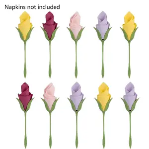 10 Pack Rose Napkin Holders, Bloom Napkin Holders for Tables, Rose Napkin Holders Flower Napkin Rings, Origami Flower Tools Suitable for Wedding Banquet Dinners