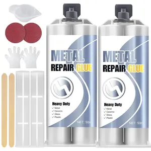 Metal Glue - 2 Part Epoxy Heavy Duty Welding Glue for Bonding and Repairing the Crack Leaking Stainless Steel, Ceramics, Plastic, Metallic Alloys - Super Liquid Metal Filler, Heat-Resistant - 3.5oz