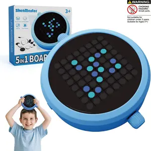 5-In-1 Tic Tac Toe Electronic Game, Portable Handheld Puzzle Game for Kids & Adults Ages 3+, Perfect Board Games Gift for Brain Training