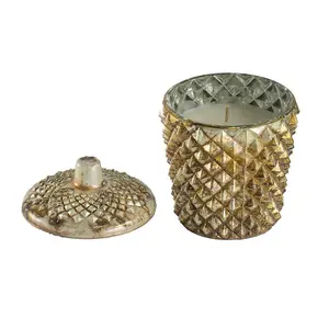 Soy Wax Candle – 11 oz Diamond Textured Earl Grey Candle with Antique Mercury Glass, 50 Hour Burn Time Scented Candle for Living Room Bedroom, Decorative Jar Candle with Lid, Home Fragrance Gift