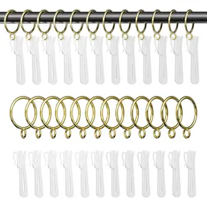 1.25 Inch Curtain Rings with Hooks, 24 Pack  Metal Drapery Rings with Pins Fits Up to 1" Curtain Rods