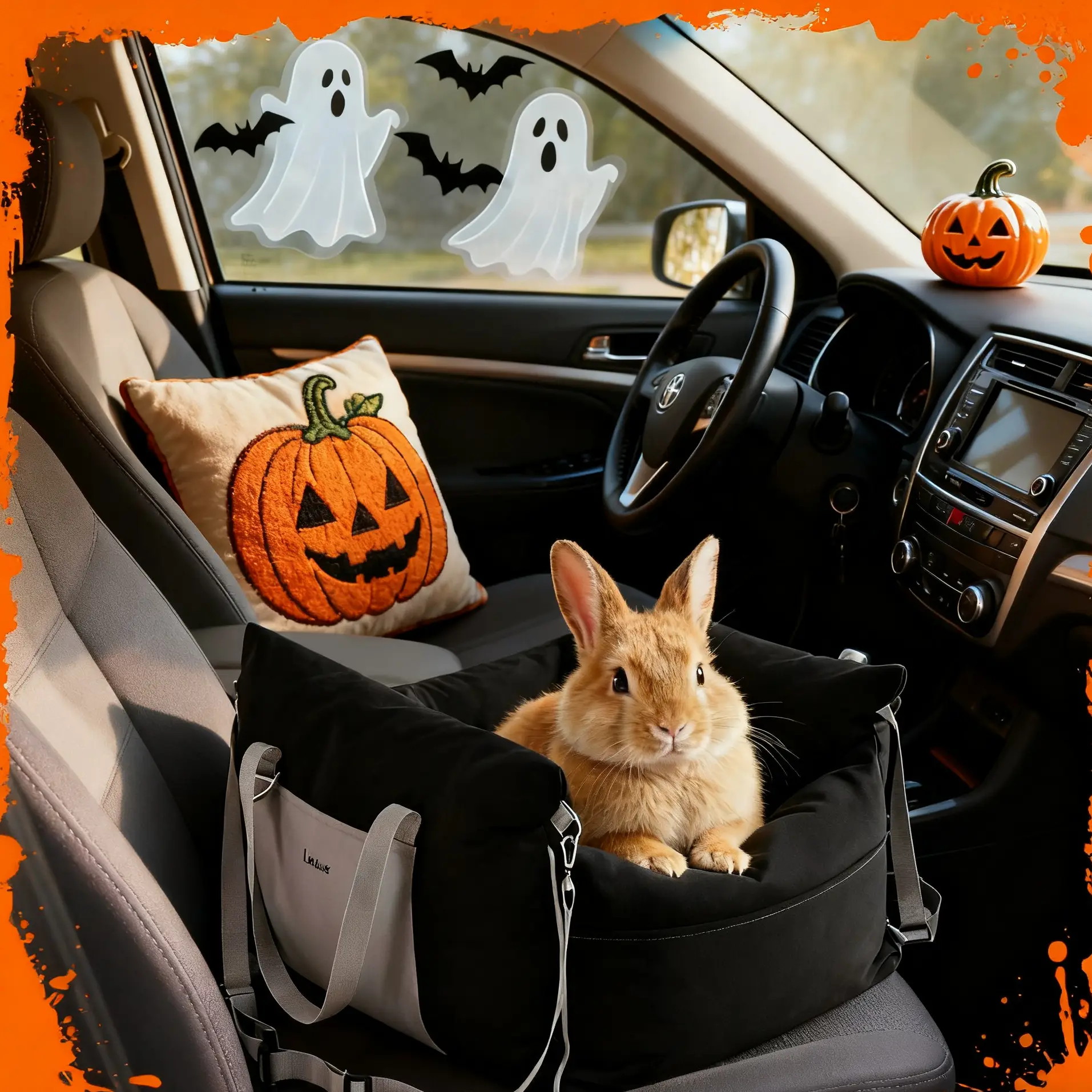 Lesure Booster Seat Car Bed - Waterproof Dog Booster Seat with Clip-On Safety Leash, Thickened Memory Foam Filling, Up to 25lbs Capacity, Black Pet Ge