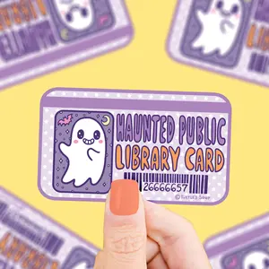 Haunted Library Card Ghost Spooky Vinyl Sticker Decor Decorative Waterproof Ornaments